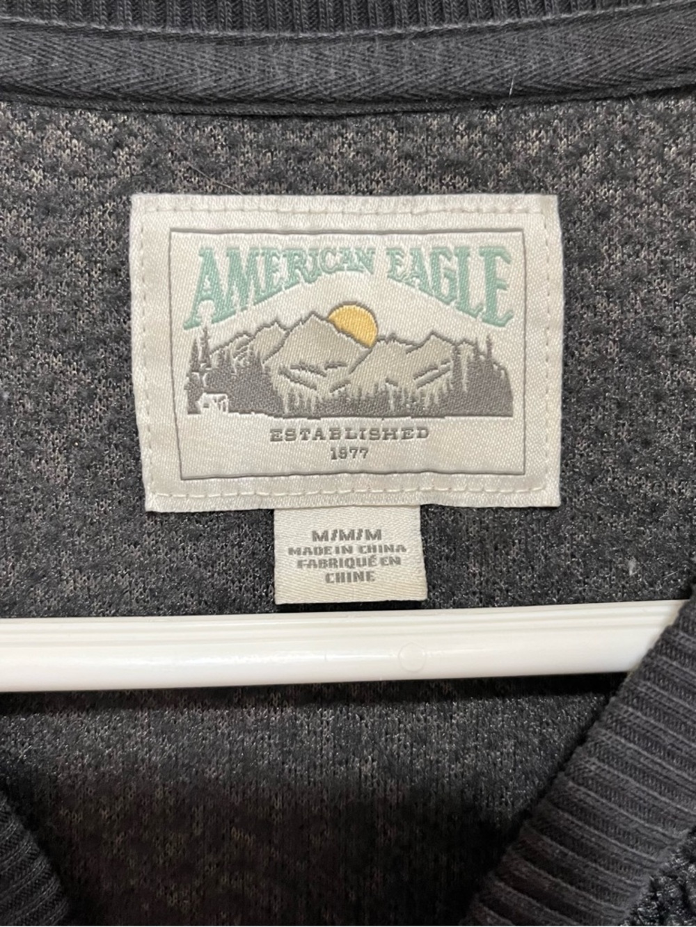 American Eagle Outfitters Off Black/Dark Grey Sherpa Crewneck Sweater - Picture 3 of 4